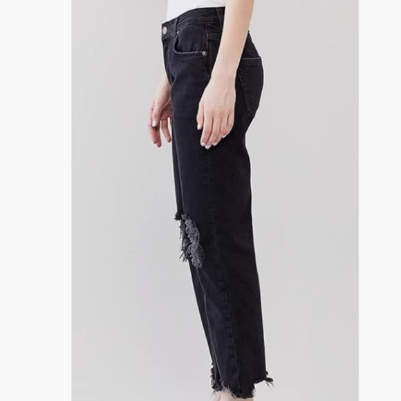 NWT FREE PEOPLE MAGGIE MID RISE STRAIGHT JEANS 0954 WASHED BLACK OB1463199 SZ 27 - Picture 5 of 11